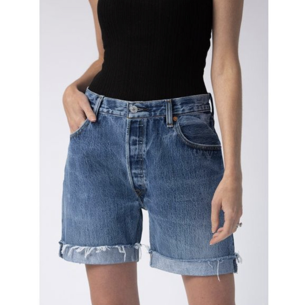 RE/DONE Levis 90s Relaxed Shorts Raw Hem Cut-off Cuffed 25 Quiet Luxury JORTS